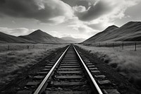 Landscape railway black white. AI generated Image by rawpixel.