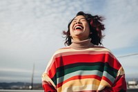 Lgbtq laughing outdoors adult. AI generated Image by rawpixel.