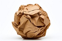 Crumpled paper ball origami brown white background. AI generated Image by rawpixel.