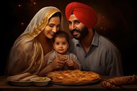 Family eating Paratha portrait adult photo. AI generated Image by rawpixel.