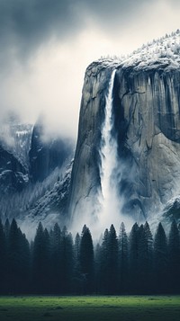 Mountain landscape waterfall outdoors. AI generated Image by rawpixel.