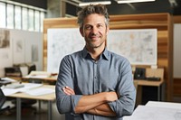 Happy male architect architecture standing portrait. AI generated Image by rawpixel.