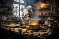 Cook preparing food kitchen cooking adult. AI generated Image by rawpixel.