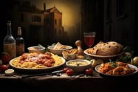 Italian food supper dinner bread. AI generated Image by rawpixel.