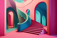 Surreal 3d landscapes staircase architecture stairs. AI generated Image by rawpixel.