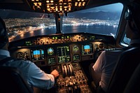 Airplane cockpit aircraft vehicle light. AI generated Image by rawpixel.