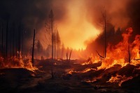 Burning forest fire outdoors destruction landscape. AI generated Image by rawpixel.
