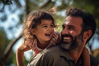 Brazilian father and daugther photography laughing portrait. AI generated Image by rawpixel.