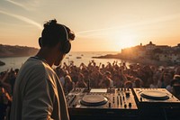 Dj playing music sunset adult party. AI generated Image by rawpixel.