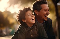 Mexican father and son laughing adult men. AI generated Image by rawpixel.