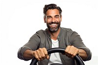Man holding the steering wheel laughing smiling vehicle. AI generated Image by rawpixel.