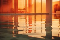 Swimming pool flooring sunset architecture. AI generated Image by rawpixel.