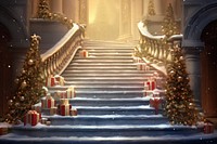 Christmas architecture staircase building. AI generated Image by rawpixel.