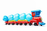 A balloon twisting in the shape of a train railway toy white background. AI generated Image by rawpixel.