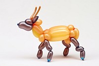 A balloon twisting in the shape of a deer animal white background representation. 