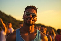 Black man sunglasses festival portrait. AI generated Image by rawpixel.