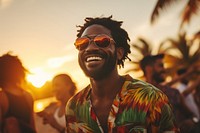 Black man festival laughing glasses. AI generated Image by rawpixel.