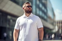 Man wearing plain white polo photography sunglasses portrait. AI generated Image by rawpixel.