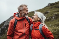 Elderly couple hiking recreation adventure outdoors. AI generated Image by rawpixel.