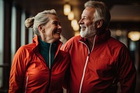 Elderly couple jokking laughing portrait sports. AI generated Image by rawpixel.