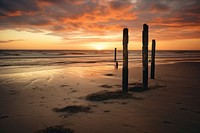 Empty beach sunset landscape outdoors. AI generated Image by rawpixel.