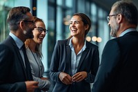 Business men and women laughing talking office. AI generated Image by rawpixel.