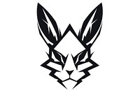 Rabbit face white logo white background. AI generated Image by rawpixel.