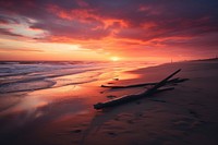 Sunset looking over beach outdoors horizon nature. AI generated Image by rawpixel.
