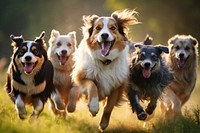 Group of dogs outdoors running mammal. AI generated Image by rawpixel.