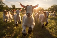 Herd of baby goats field livestock outdoors. AI generated Image by rawpixel.