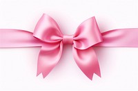 Pink ribbon with bow white background celebration anniversary. AI generated Image by rawpixel.