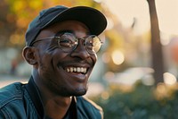 Smiling 2 man laughs outside portrait photography glasses. AI generated Image by rawpixel.