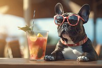 Happy french bulldog cocktail portrait animal. AI generated Image by rawpixel.