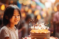 Birthday party of Laos girl cake blowing dessert. AI generated Image by rawpixel.
