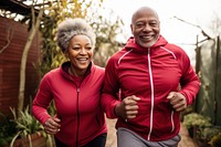 Elderly African-american couple jogging running sports adult. AI generated Image by rawpixel.