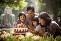 Indonesian birthday family cake dessert father. AI generated Image by rawpixel.
