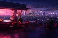Rooftop bar architecture cityscape furniture. AI generated Image by rawpixel.