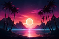 Neon landscape outdoors sunset nature. AI generated Image by rawpixel.