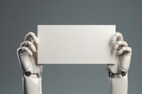 3d robot hand holding a paper label technology studio shot white board. AI generated Image by rawpixel.