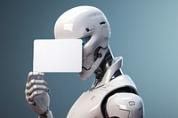3d robot hand holding a paper label technology futuristic helmet. AI generated Image by rawpixel.