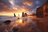 12 Apostles landscape outdoors sunset. 