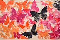 Orange fabric with red and pink butterflies painting pattern petal. AI generated Image by rawpixel.