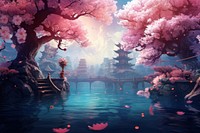 Sakura outdoors blossom fantasy. AI generated Image by rawpixel.