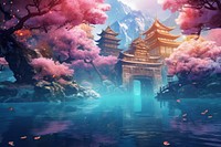 Sakura landscape outdoors nature. AI generated Image by rawpixel.