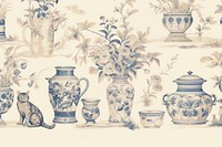 Vintage pottery porcelain wallpaper pattern. 
