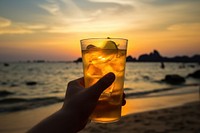 Thai teenager drinking at Bangsean Beach beach cocktail outdoors. AI generated Image by rawpixel.