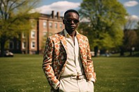 Sunglasses portrait standing outdoors. 