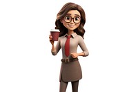 Cartoon cup coffee white background. AI generated Image by rawpixel.