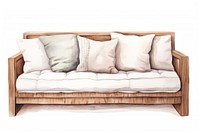 Sofa with white pillow furniture cushion wood. AI generated Image by rawpixel.