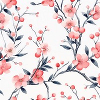 Chinese peach trees pattern watercolor backgrounds blossom flower. AI generated Image by rawpixel.